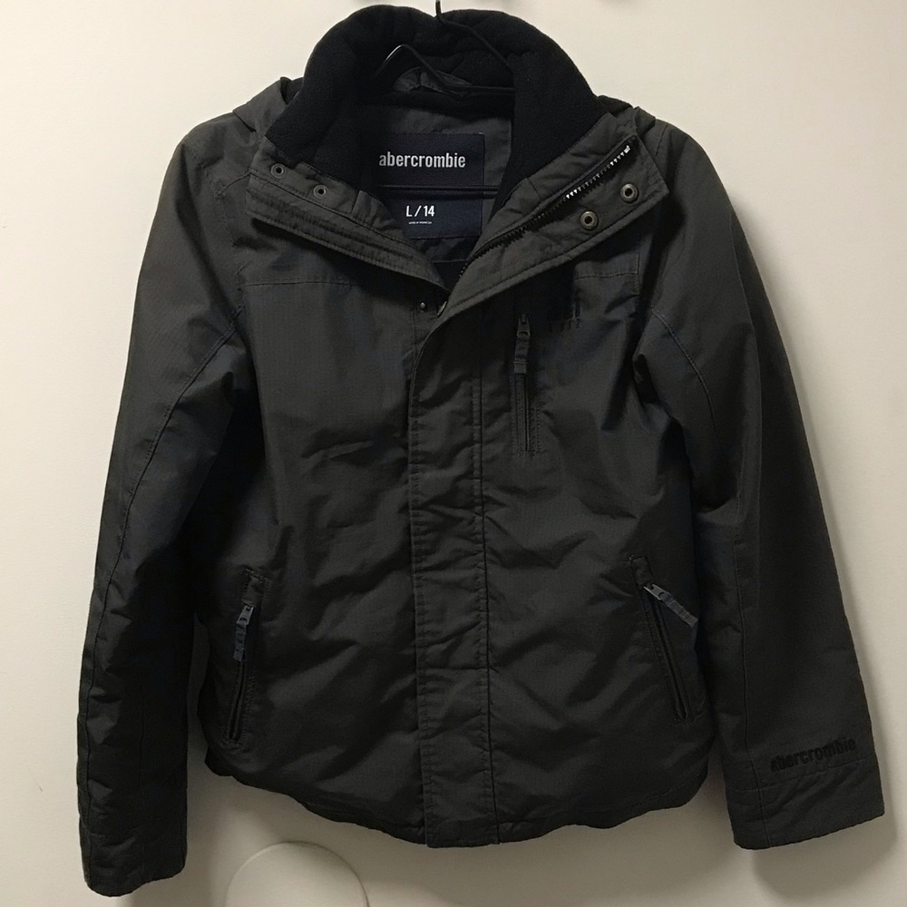 Nice Grey Fleece Lined Zipper & Snap Up Abercrombie & Fitch Jacket! - Picture 6 of 15